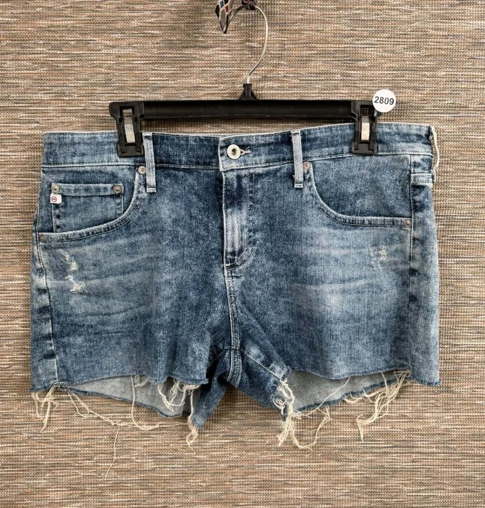 AG Adriano Goldschmied The Bonnie Shorts Womens Size 31 Blue Cut Off Frayed Hem